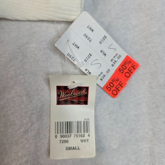 Woolrich Womens Small Ribbed White Button Down Polo USA Retro 1990s Deadstock - Picture 4 of 9